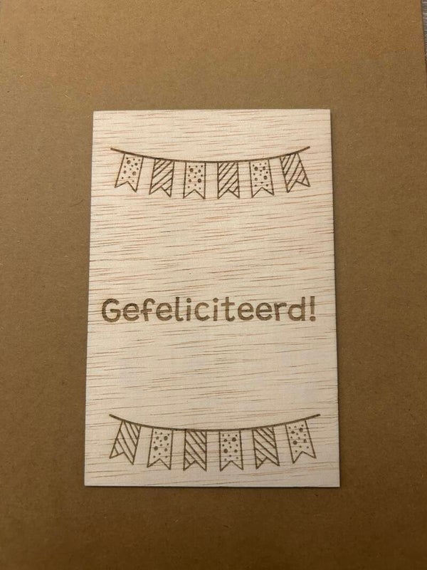 Houten Kaart - Gefeliciteerd