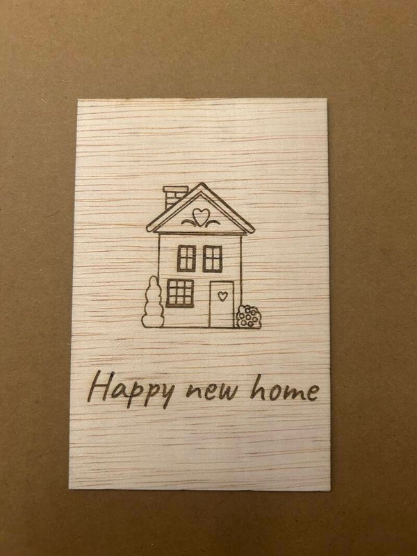 Houten kaart - Happy new home
