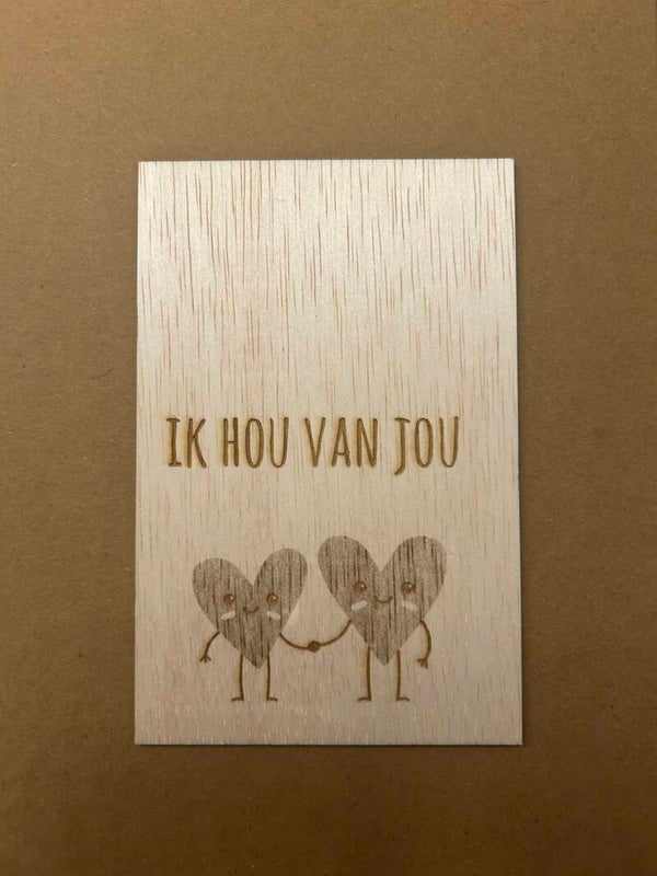 Houten kaart -  Ik hou van jou