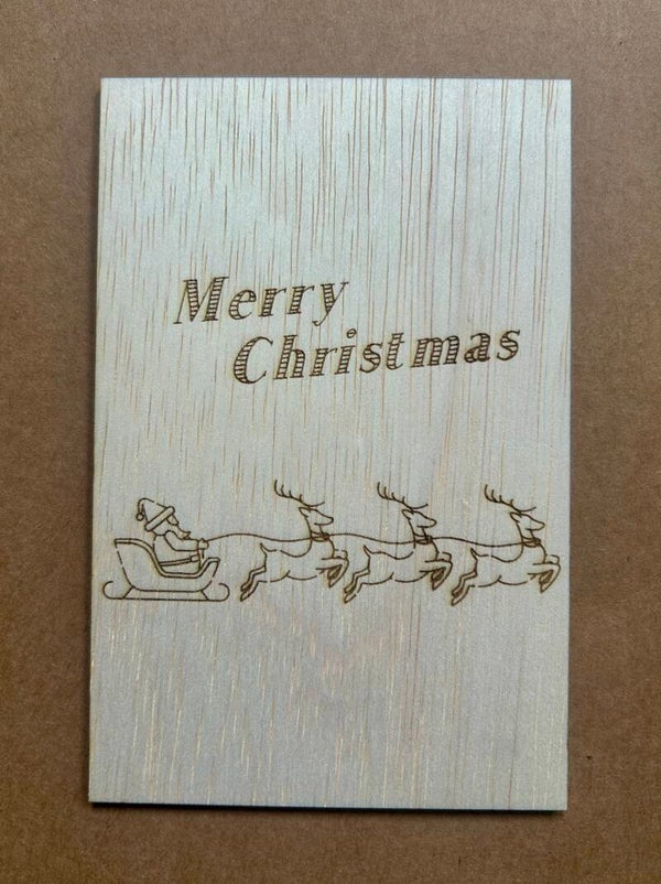 Houten kerstkaart - Merry Christmas