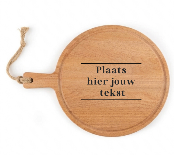 Gepersonaliseerde Ronde Borrelplank met handvat 30cm