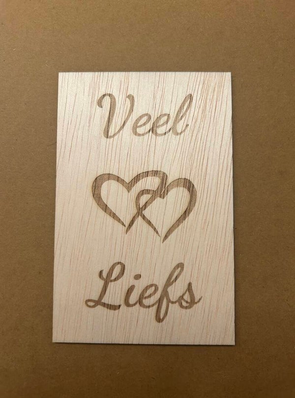 Houten kaart - Veel liefs