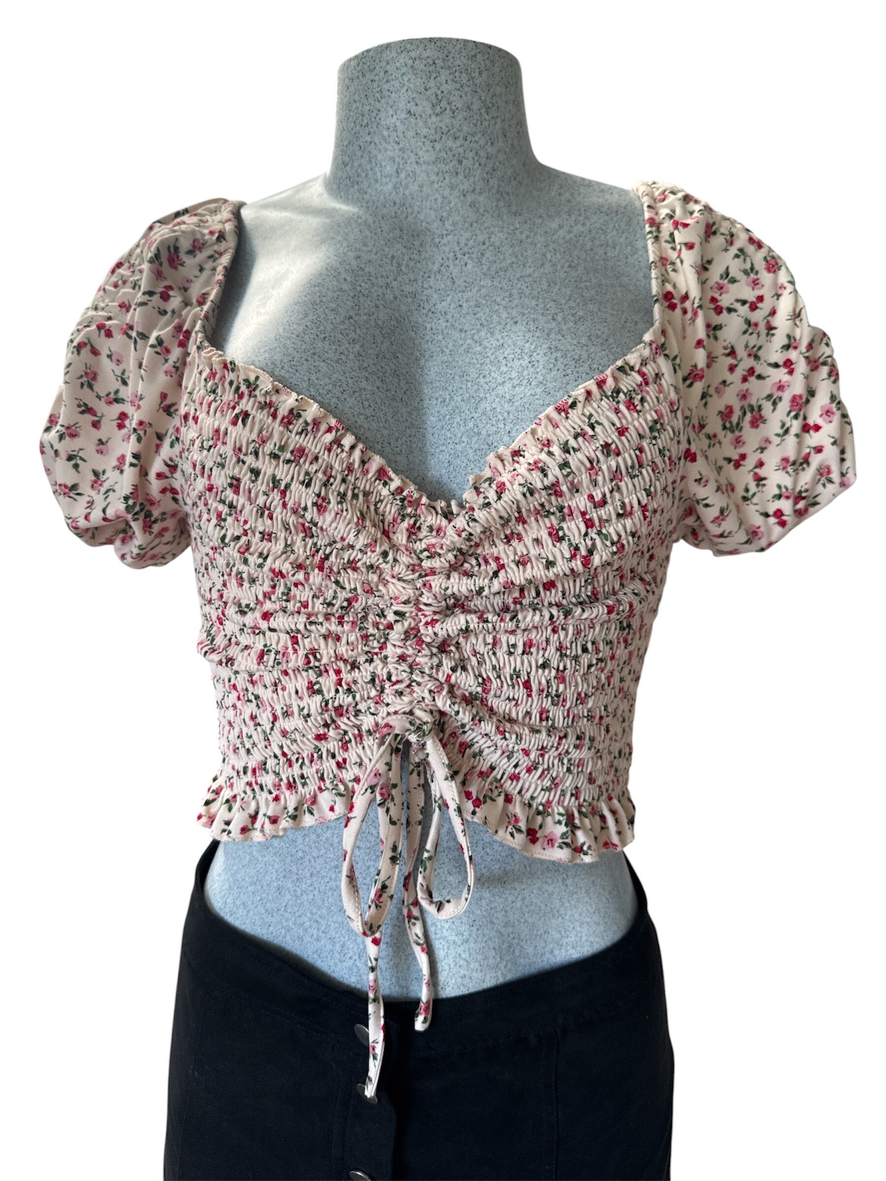 Top ajustable fleuri-REVAMPED-T104