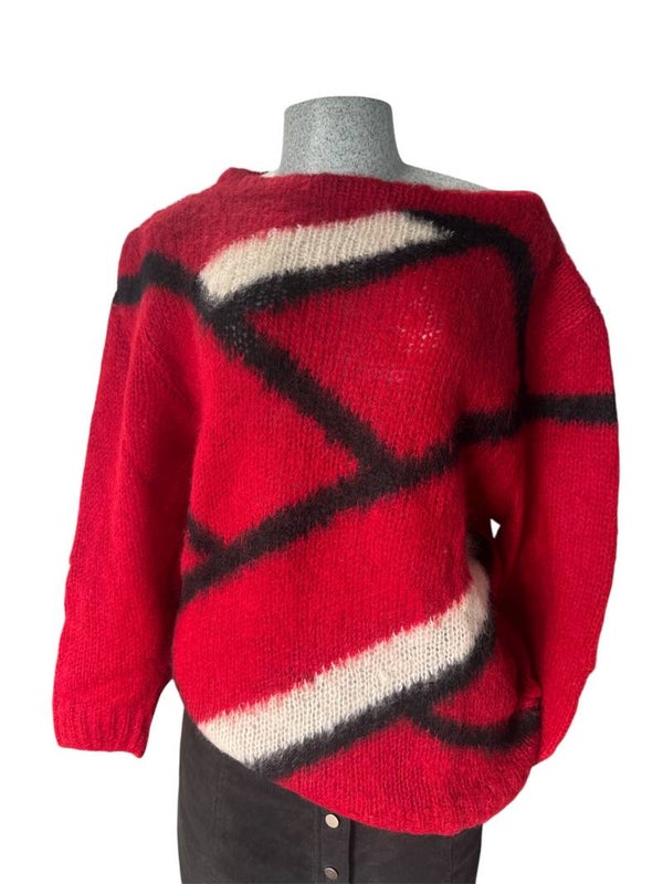 Tricot acrylique+laine tricolore-C107