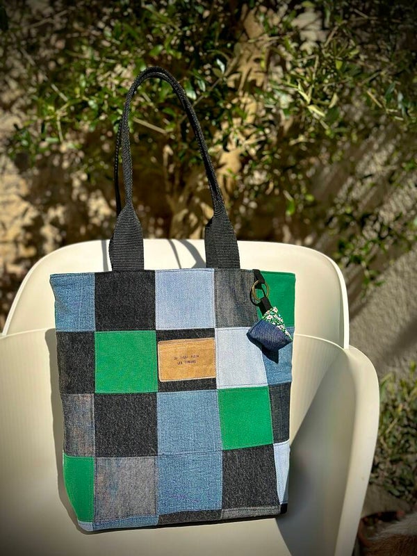 SAC DAMIER DE JEANS