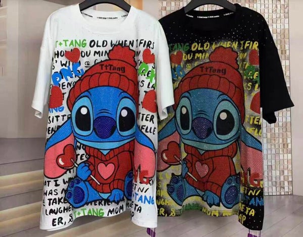 Stitch Glitzer Shirt Größe 42-46 Einheitsgröße