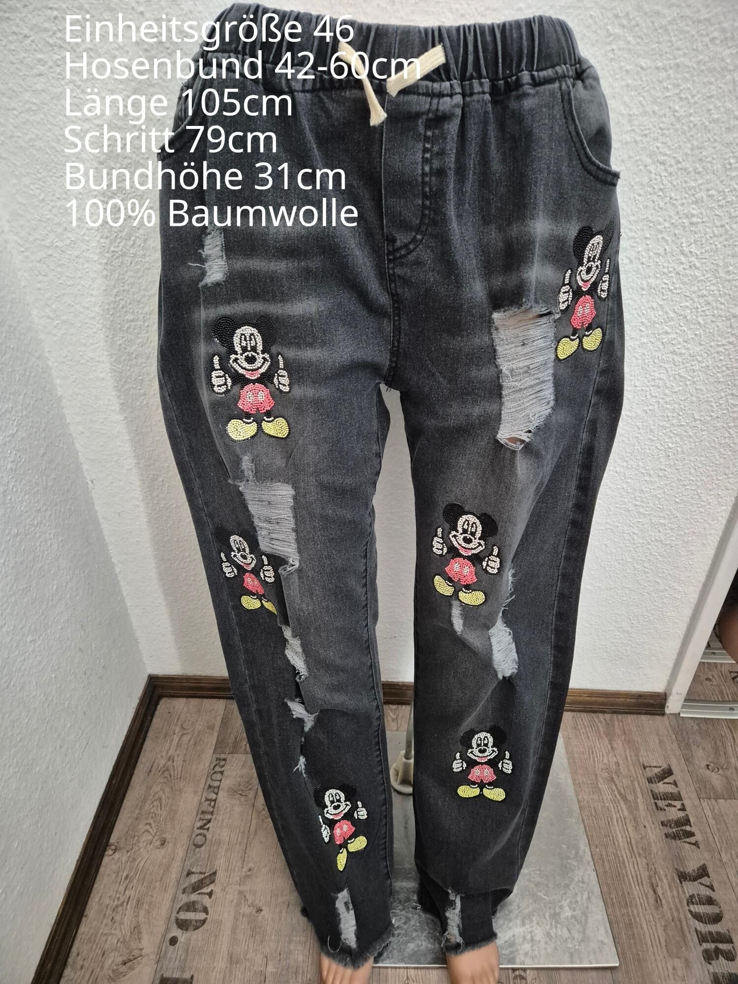 Mickey Mouse Glitzer Jeanshose Größe 46