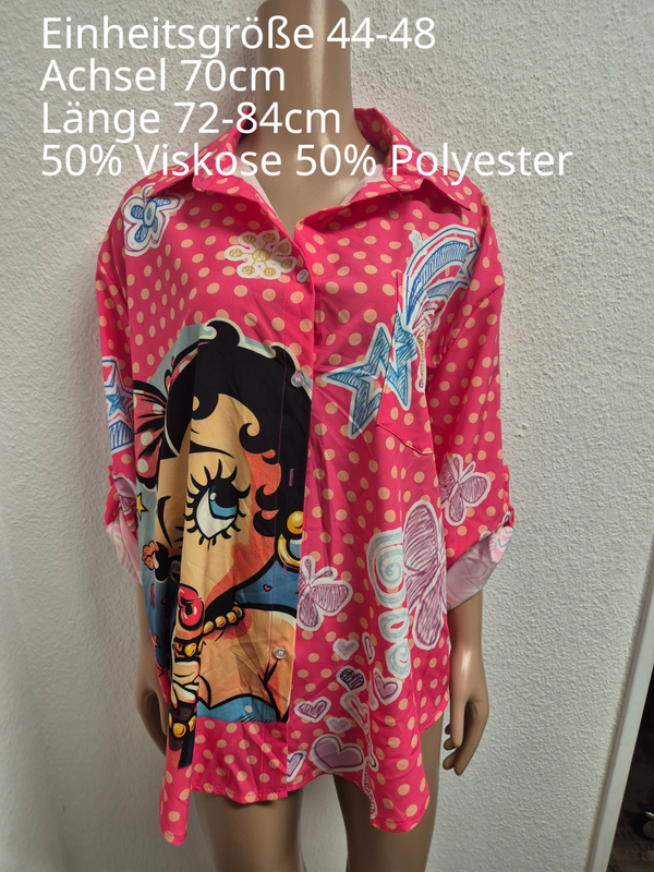 Betty Boop Bluse Größe 44-48 Einheitsgröße