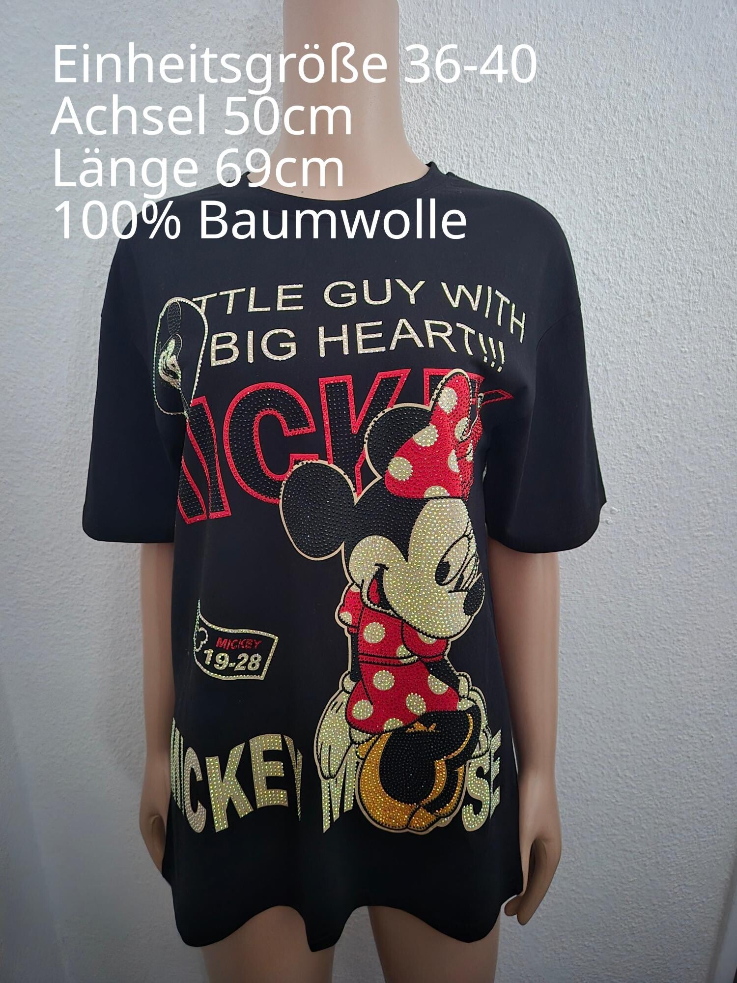 Mickey Mouse Glitzer Shirt Größe 36-40 Einheitsgröße