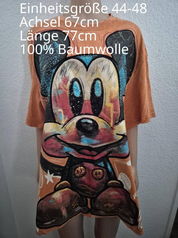 Mickey Mouse Pailletten Shirt Größe 44-48 Einheitsgröße