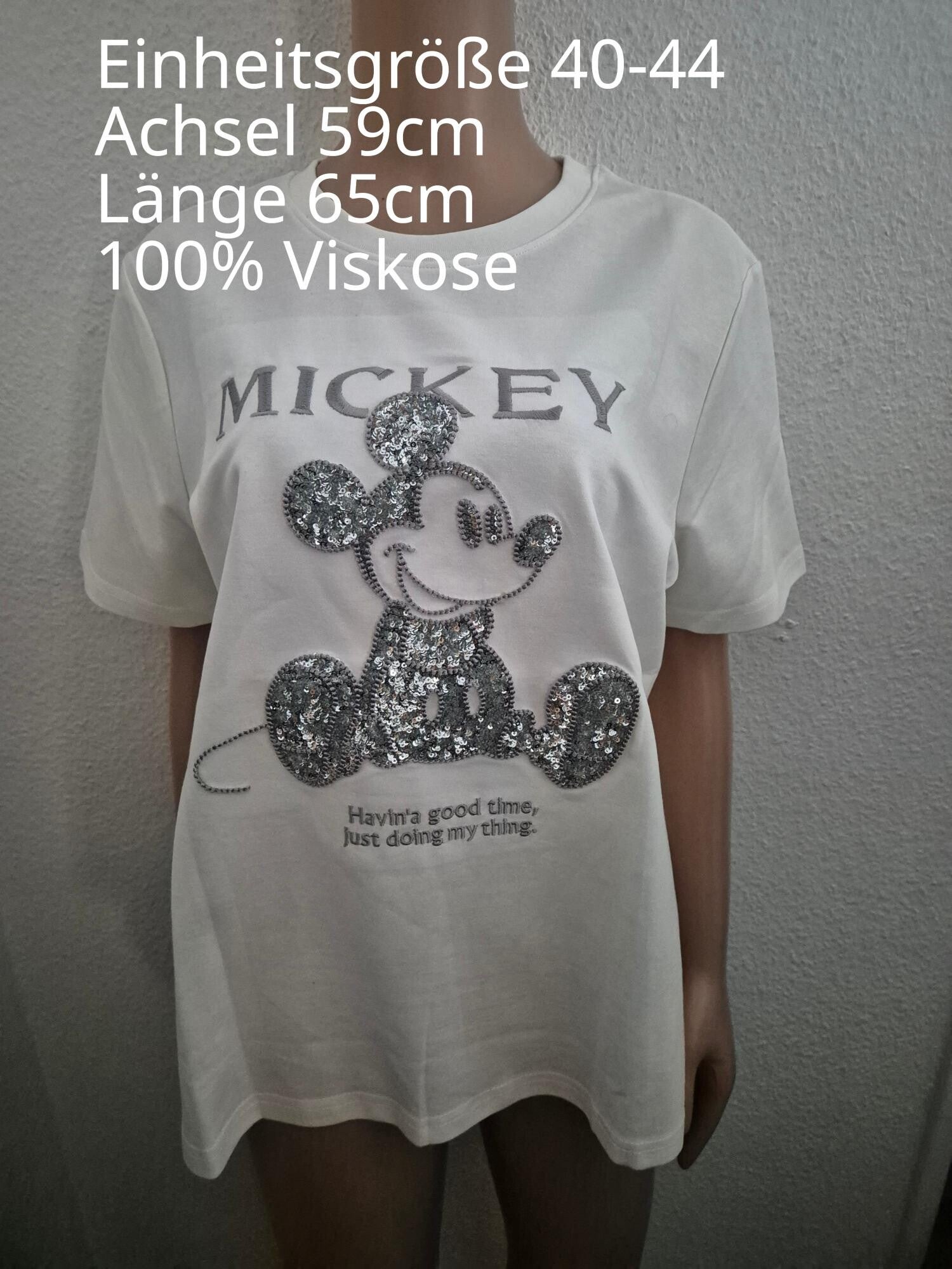 Mickey Mouse Pailletten Shirt Größe 40-44 Einheitsgröße