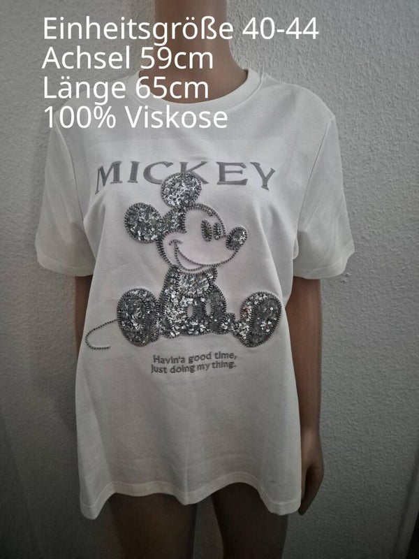 Mickey Mouse Pailletten Shirt Größe 40-44 Einheitsgröße
