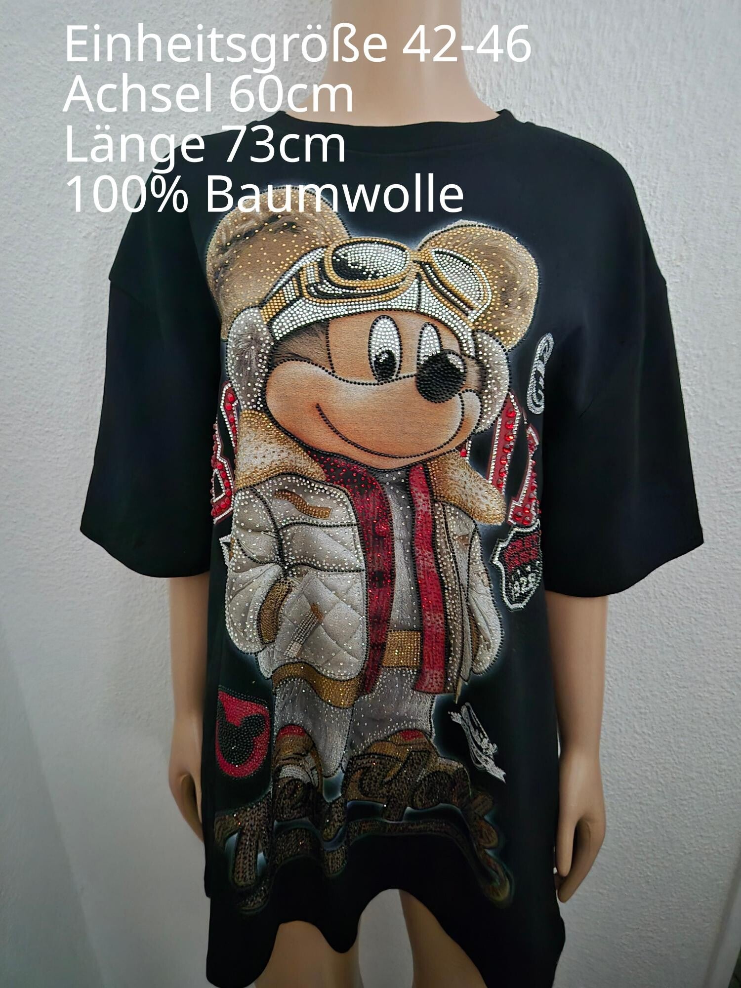 Mickey Mouse Glitzer Shirt Größe 42-46 Einheitsgröße