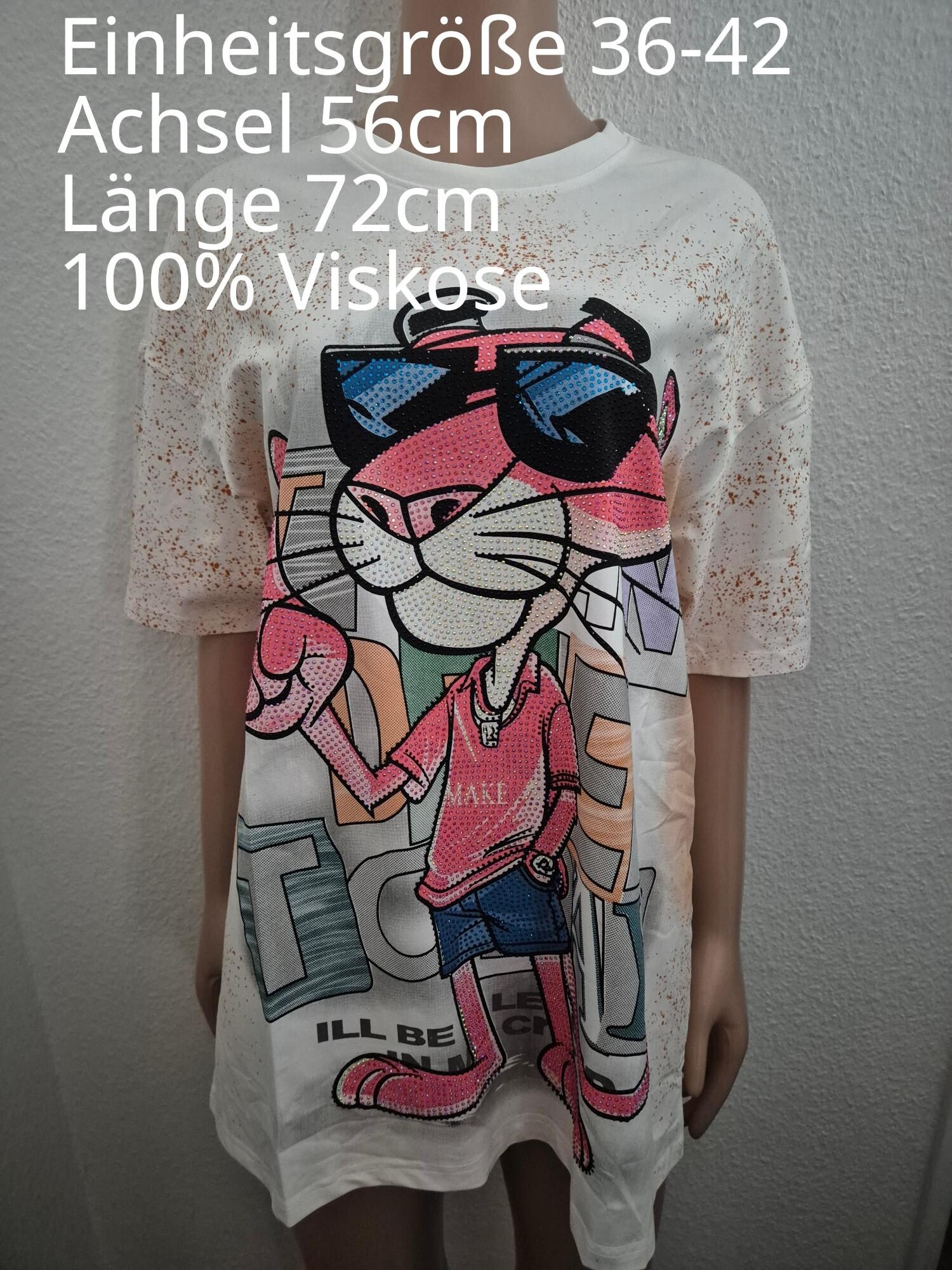 Pink Panther Glitzer Shirt Größe 36-42 Einheitsgröße