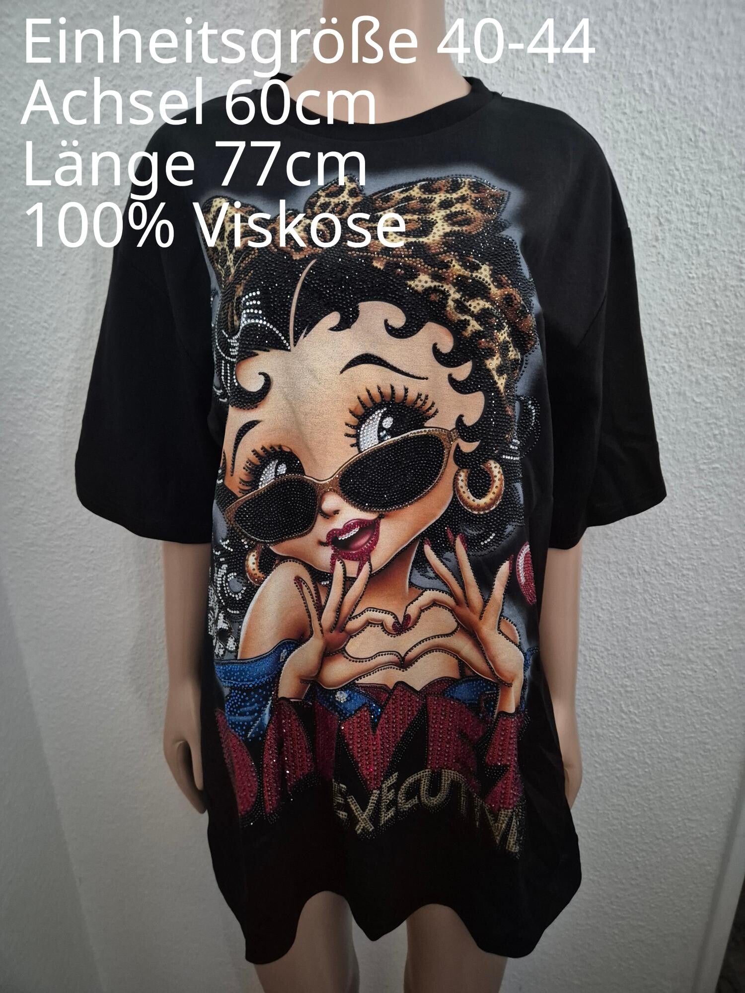 Betty Boop Glitzer Shirt Größe 40-44 Einheitsgröße