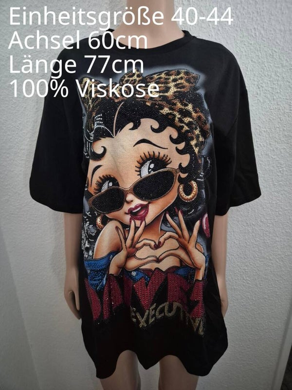 Betty Boop Glitzer Shirt Größe 40-44 Einheitsgröße