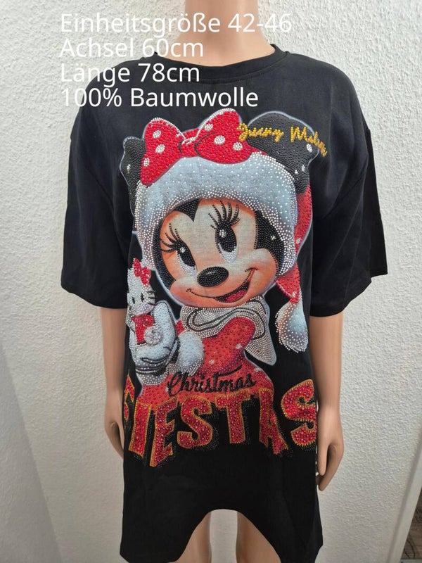 Minnie Mouse Glitzer Weihnachtsshirt Größe 42-46 Einheitsgröße