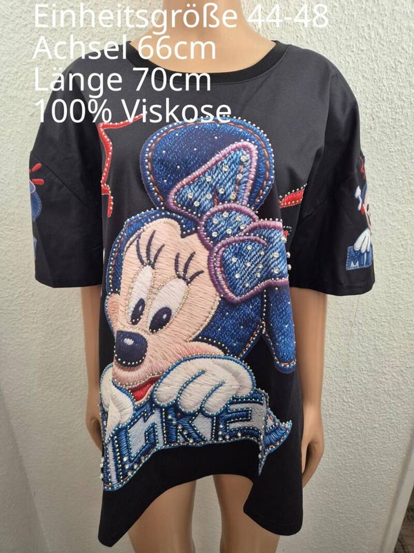 Minnie Mouse Glitzer Perlen Shirt Größe 44-48 Einheitsgröße