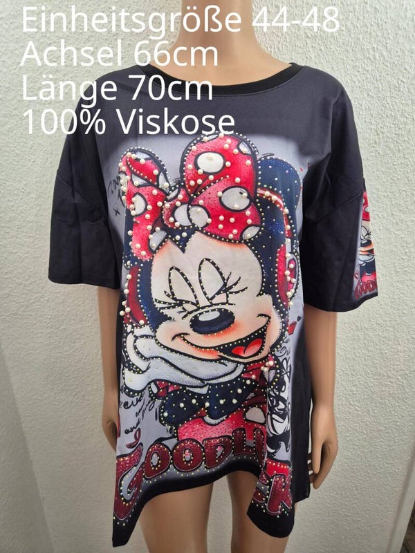 Minnie Mouse Glitzer Perlen Shirt Größe 44-48 Einheitsgröße