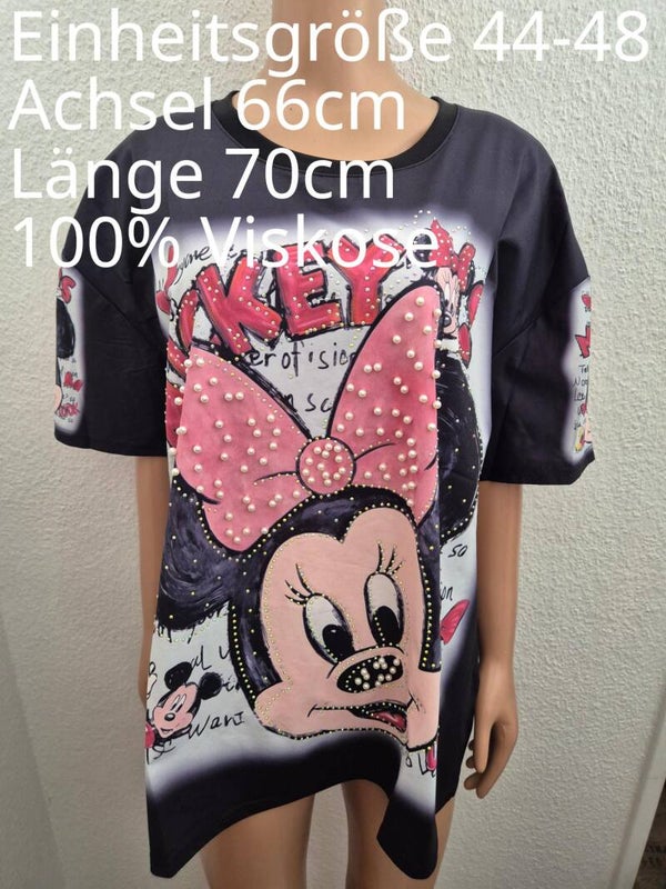 Minnie Mouse Glitzer Perlen Shirt Größe 44-48 Einheitsgröße