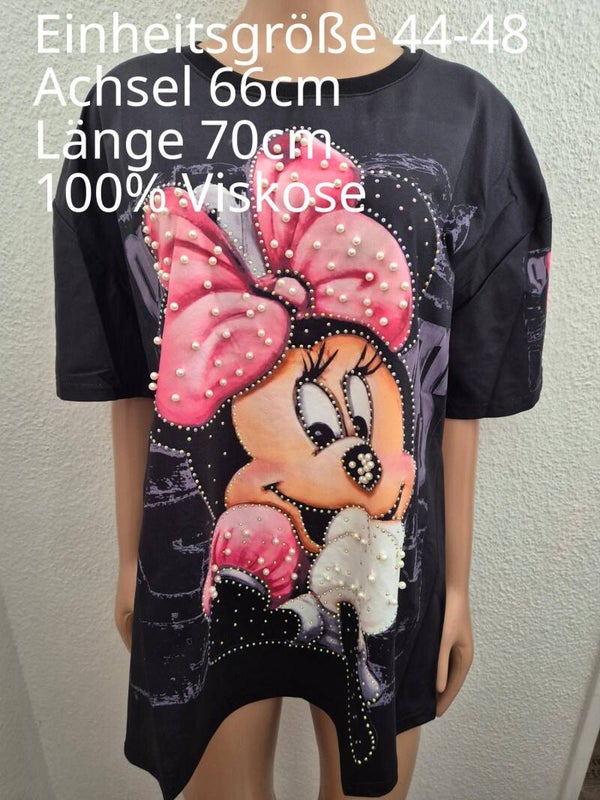 Minnie Mouse Glitzer Perlen Shirt Größe 44-48 Einheitsgröße