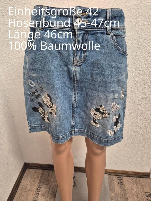 Mickey Mouse Glitzer Jeansrock Größe 42