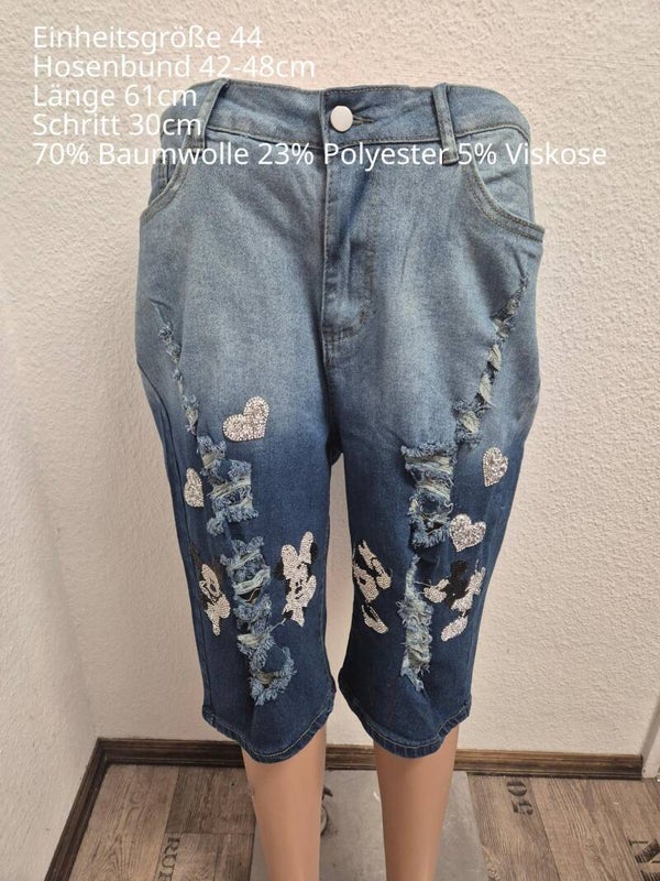 Mickey Mouse Glitzer Capri Jeanshose Größe 44