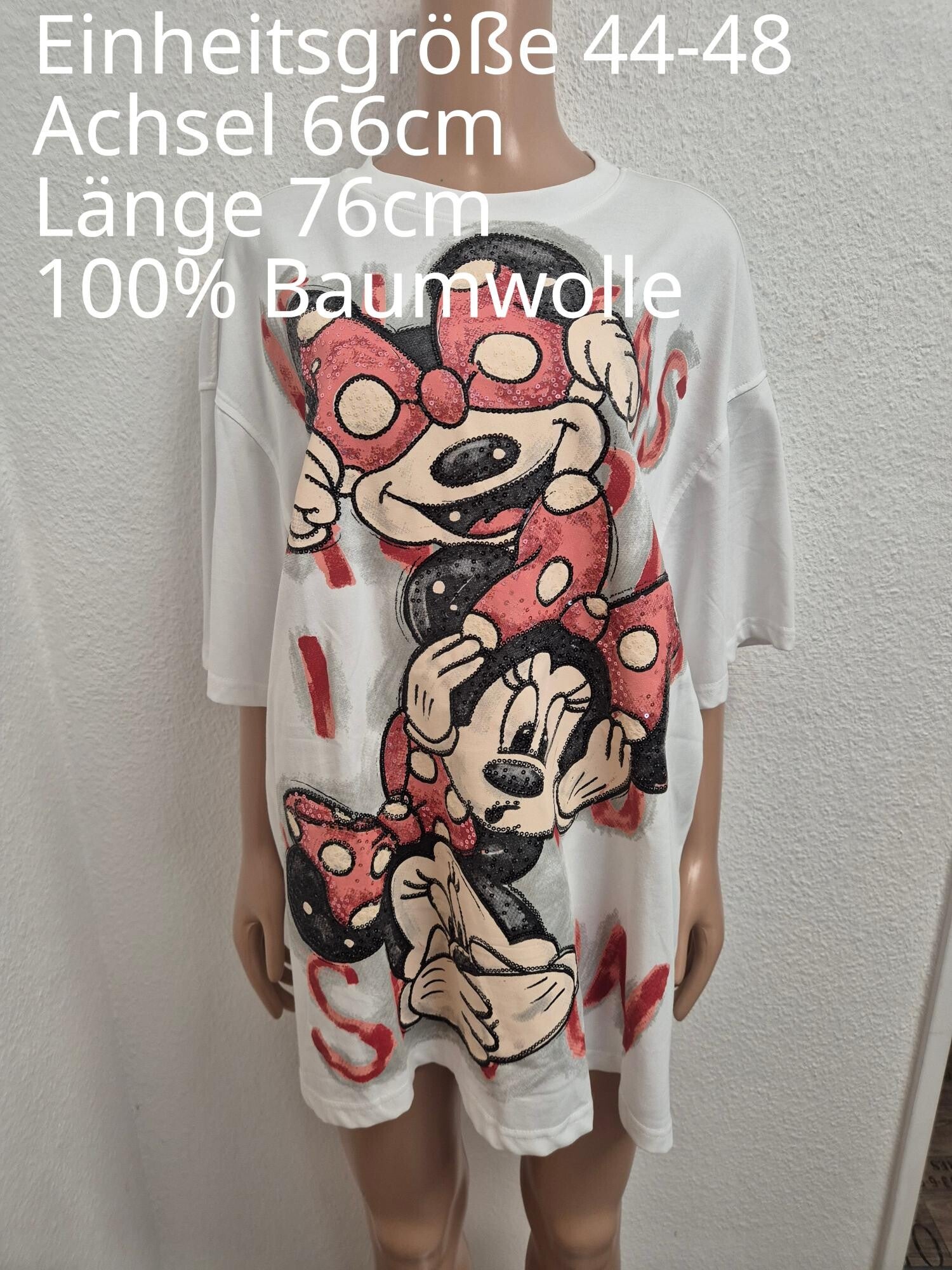 Minnie Mouse Pailletten Shirt Größe 44-48 Einheitsgröße
