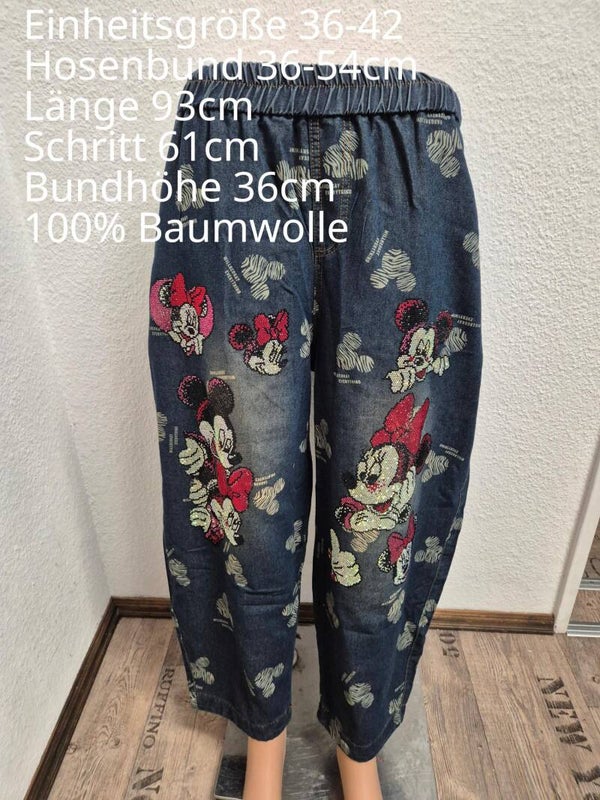 Mickey Mouse Glitzer Jeanshose Größe 36-42