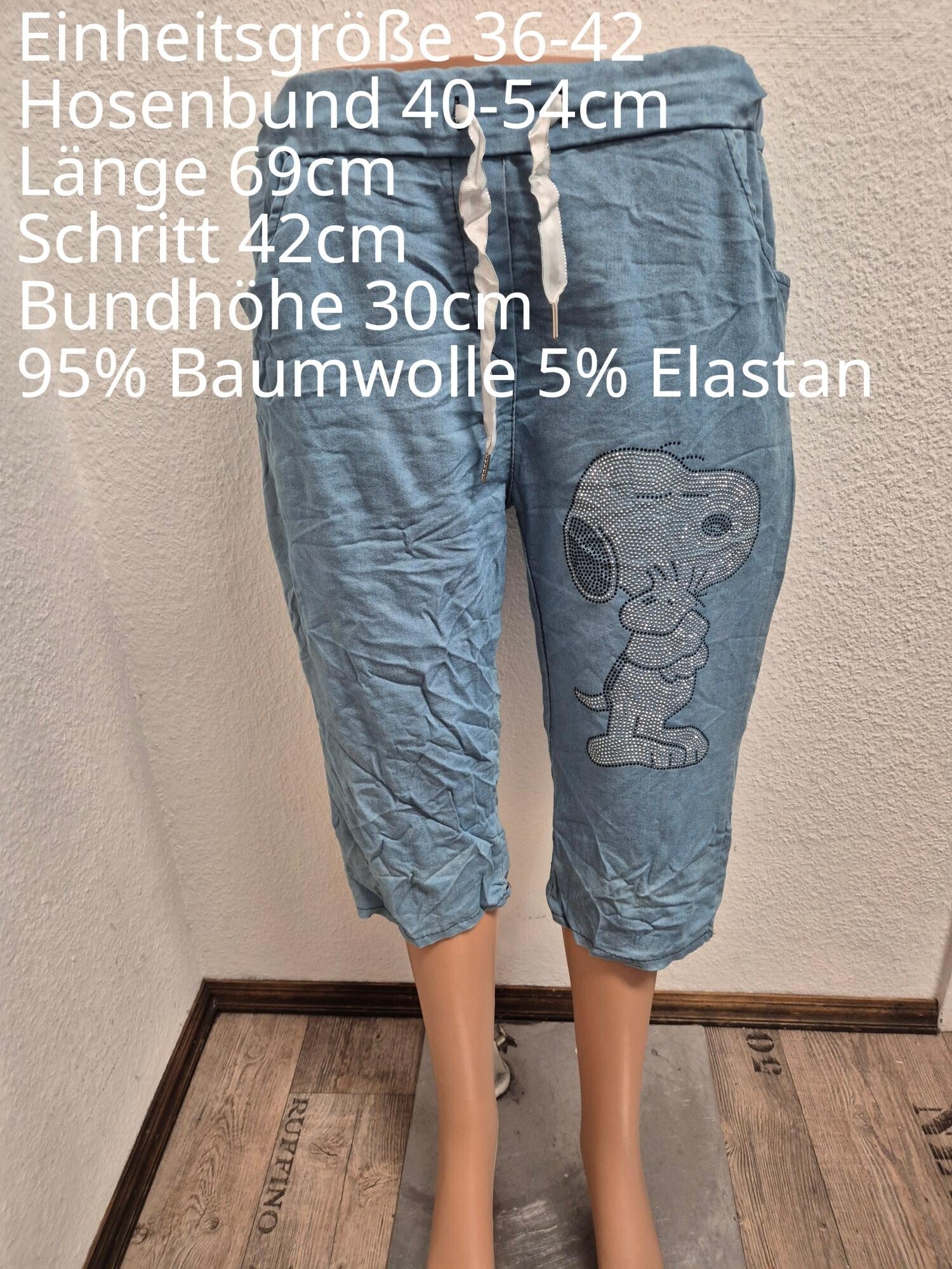 Snoopy Glitzer Hose Capri Hose Größe 36-42 Einheitsgröße
