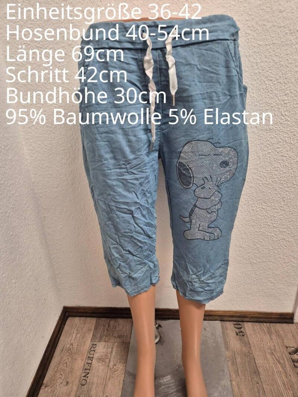 Snoopy Glitzer Hose Capri Hose Größe 36-42 Einheitsgröße