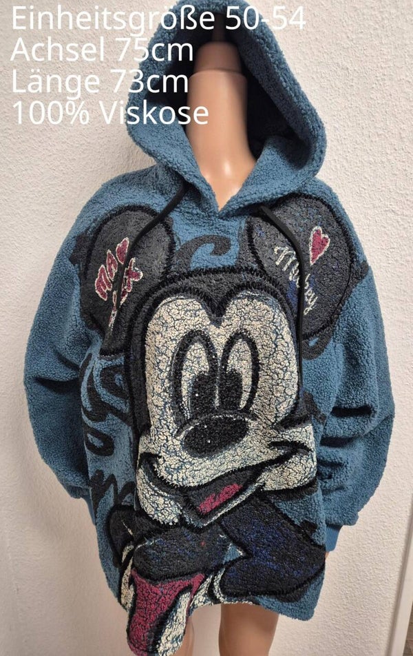 Mickey Mouse Pailletten Plüsch Pullover Größe 50-54 Einheitsgröße