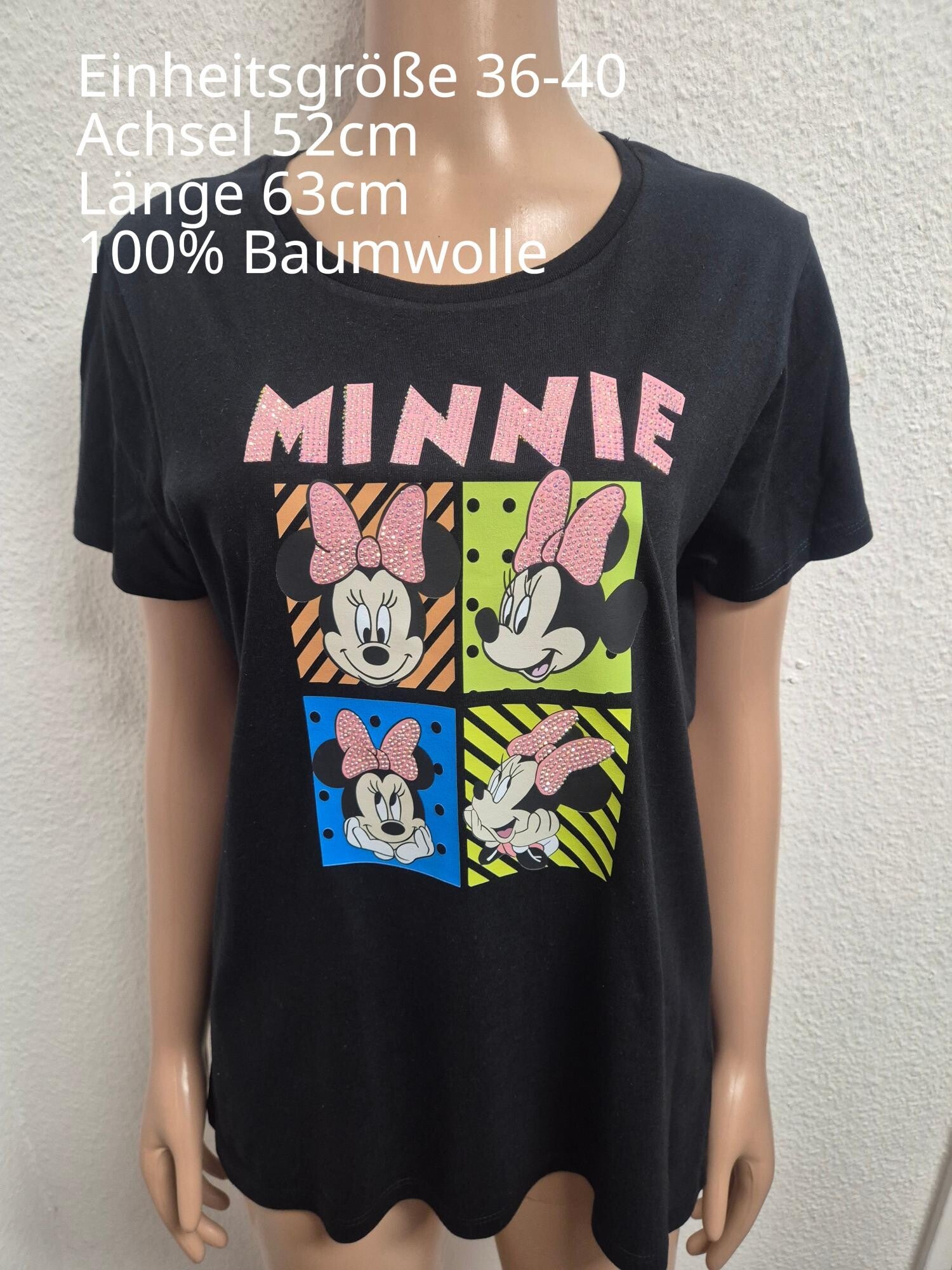 Minnie Mouse Glitzer Shirt Größe 36-40 Einheitsgröße