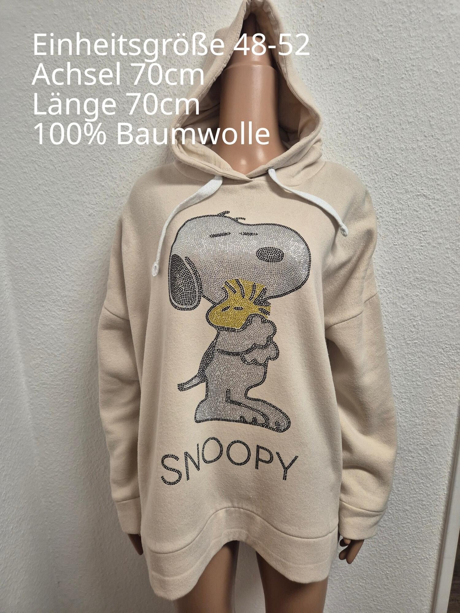 Snoopy Glitzer Pullover Größe 48-52 Einheitsgröße