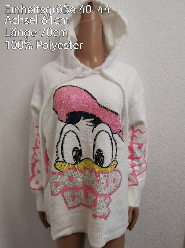 Donald Duck Glitzer Pullover Größe 40-44 Einheitsgröße