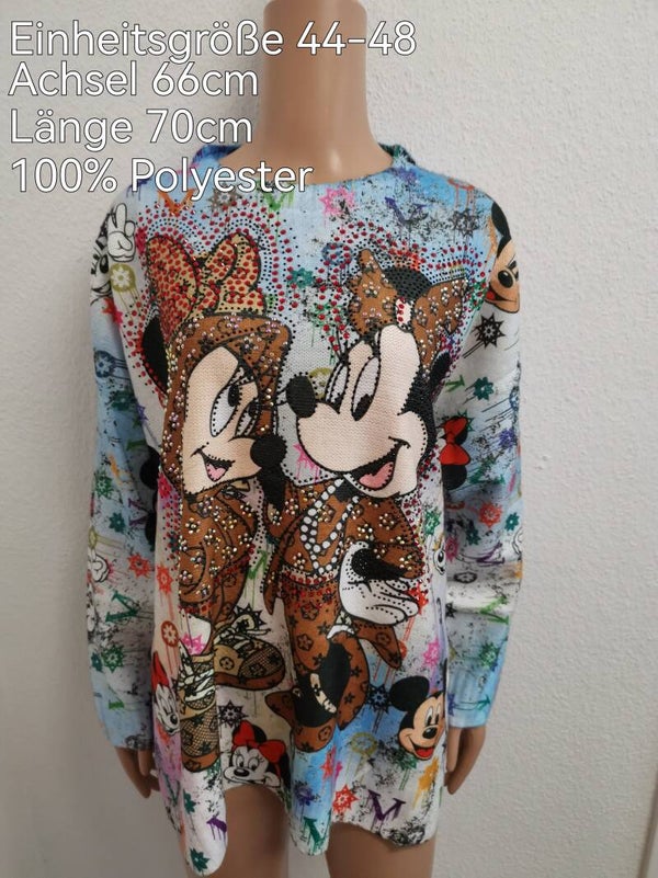 Mickey Mouse Glitzer Pullover Größe 44-48 Einheitsgröße