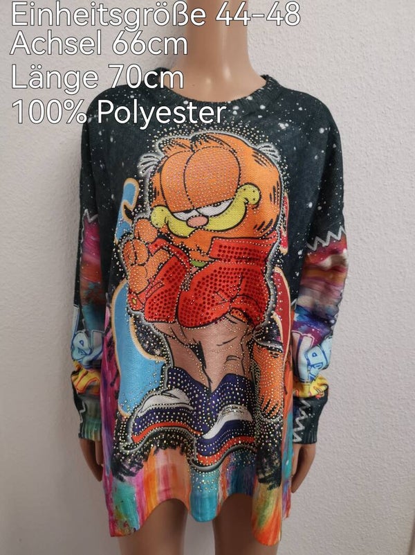 Garfield Glitzer Pullover Größe 44-48 Einheitsgröße