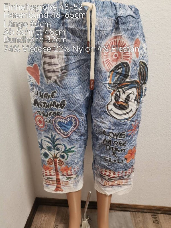 Mickey Mouse Capri Hose Größe 46-50 Einheitsgröße