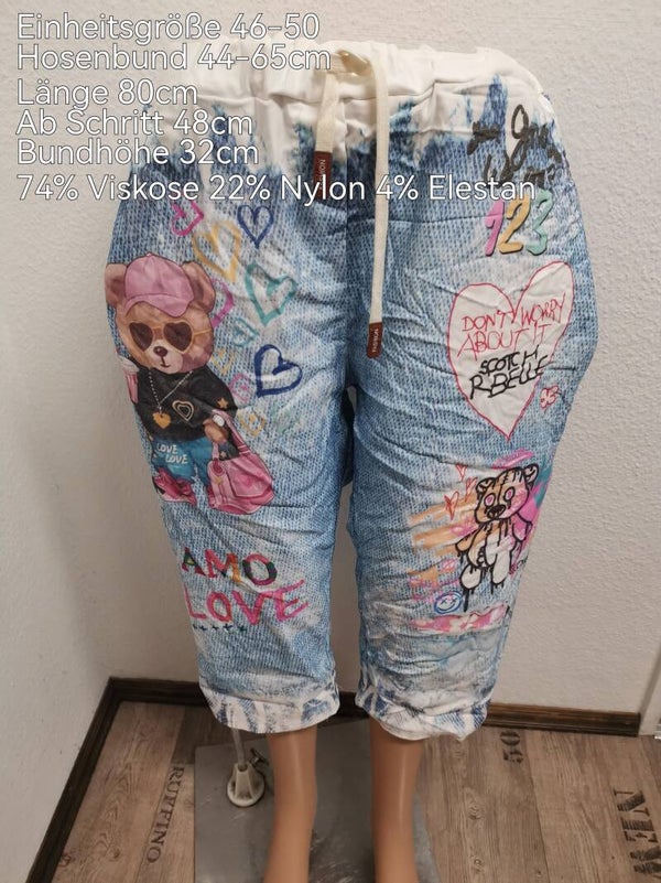 Teddybär Capri Hose Größe 46-50 Einheitsgröße