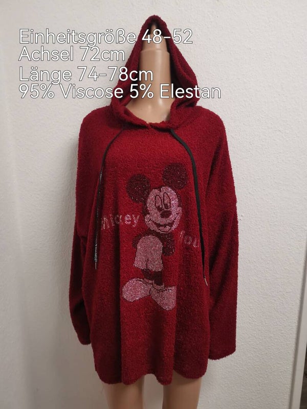 Mickey Mouse Glitzer Plüsch Pullover Größe 48-52 Einheitsgröße
