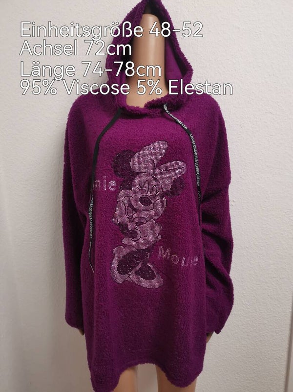 Minnie Mouse Glitzer Plüsch Pullover Größe 48-52 Einheitsgröße