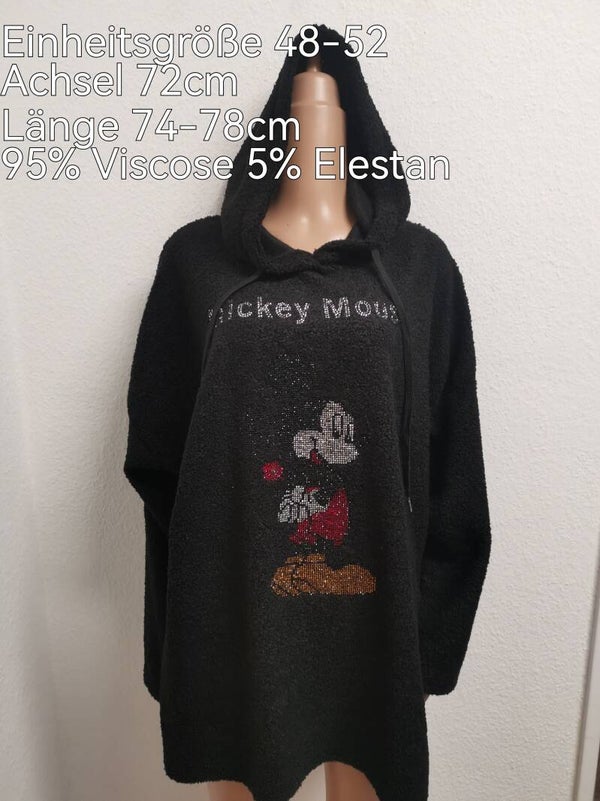 Mickey Mouse Glitzer Plüsch Pullover Größe 48-52 Einheitsgröße