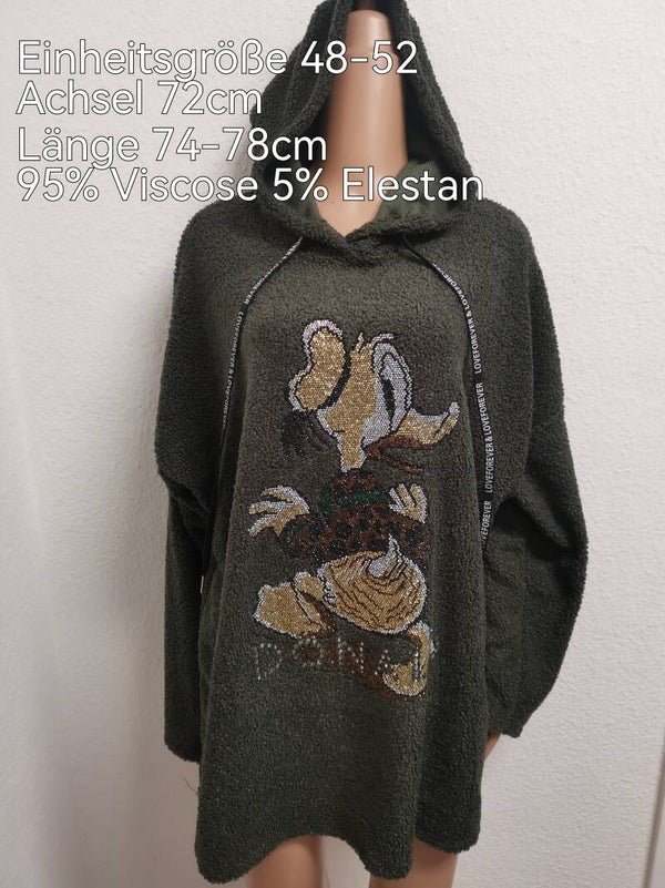 Donald Duck Glitzer Plüsch Pullover Größe 48-52 Einheitsgröße