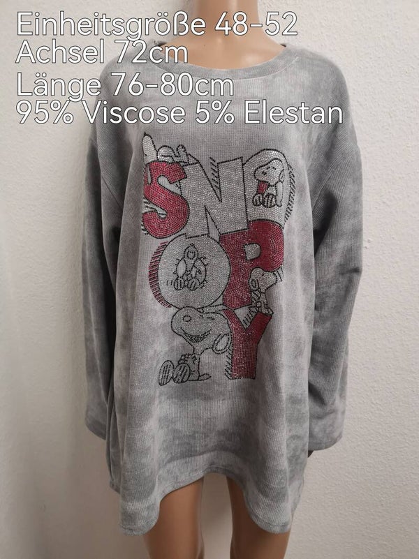 Snoopy Glitzer Pullover Größe 48-52 Einheitsgröße
