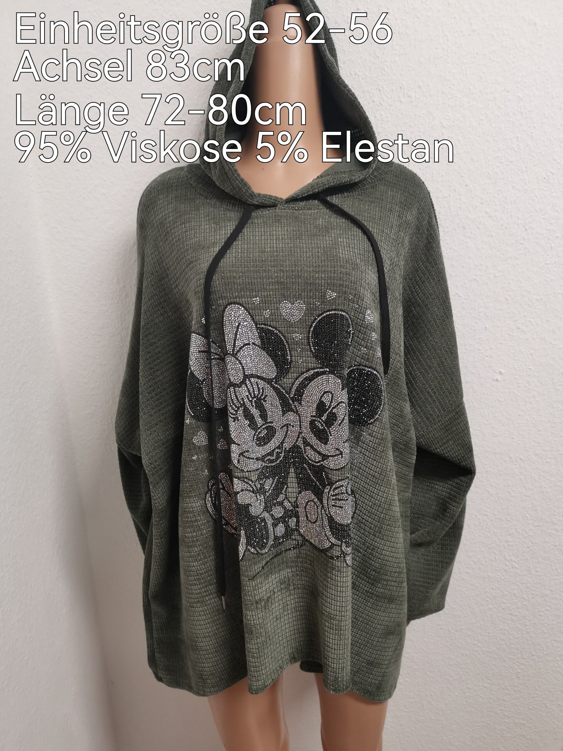Mickey Mouse Glitzer Pullover Größe 52-56 Einheitsgröße