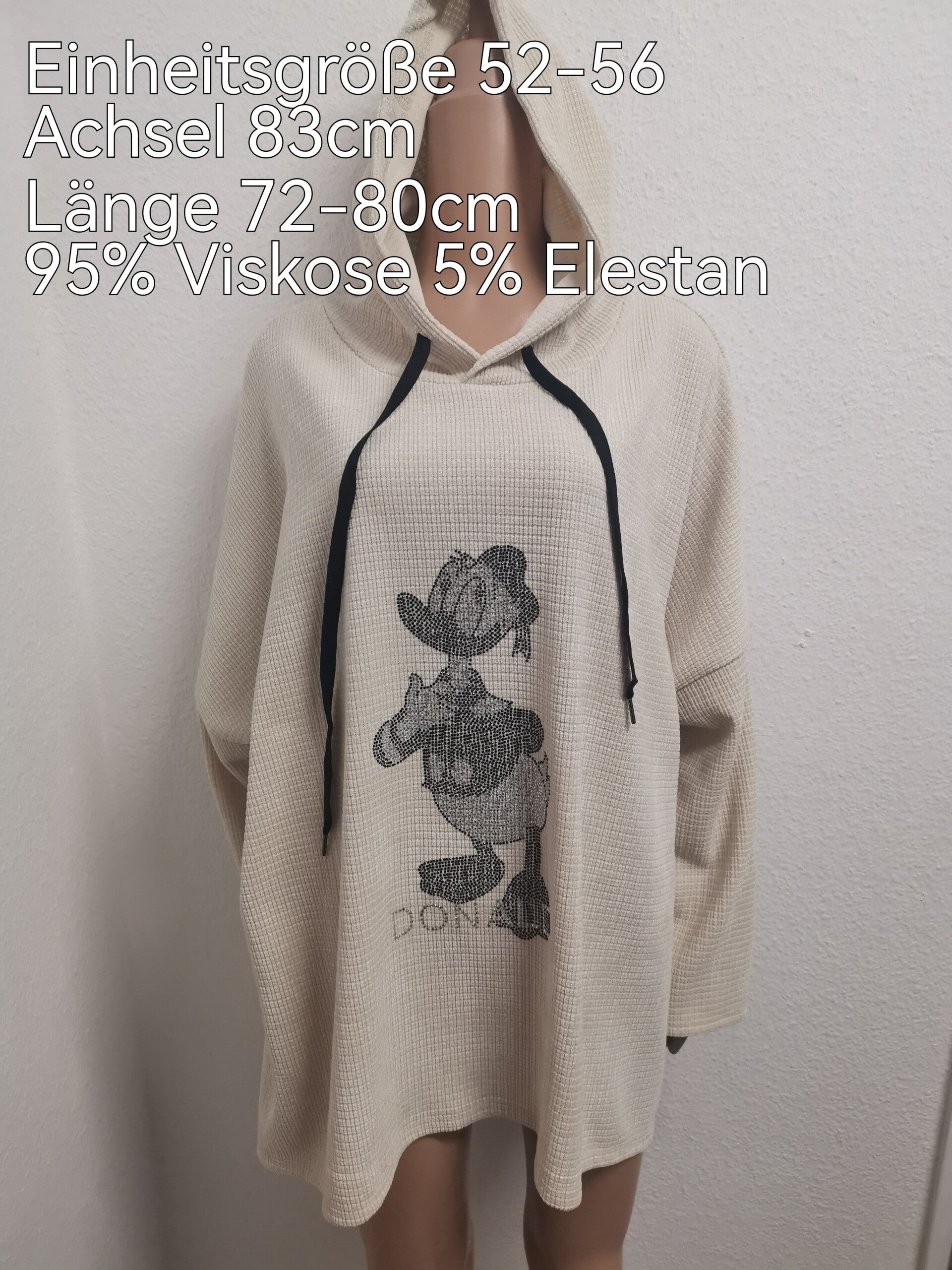 Donald Duck Glitzer Pullover Größe 52-56 Einheitsgröße