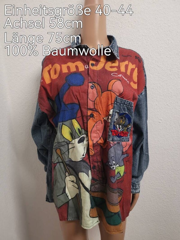 Tom  & Jerry Jeanshemd Größe 40-44 Einheitsgröße
