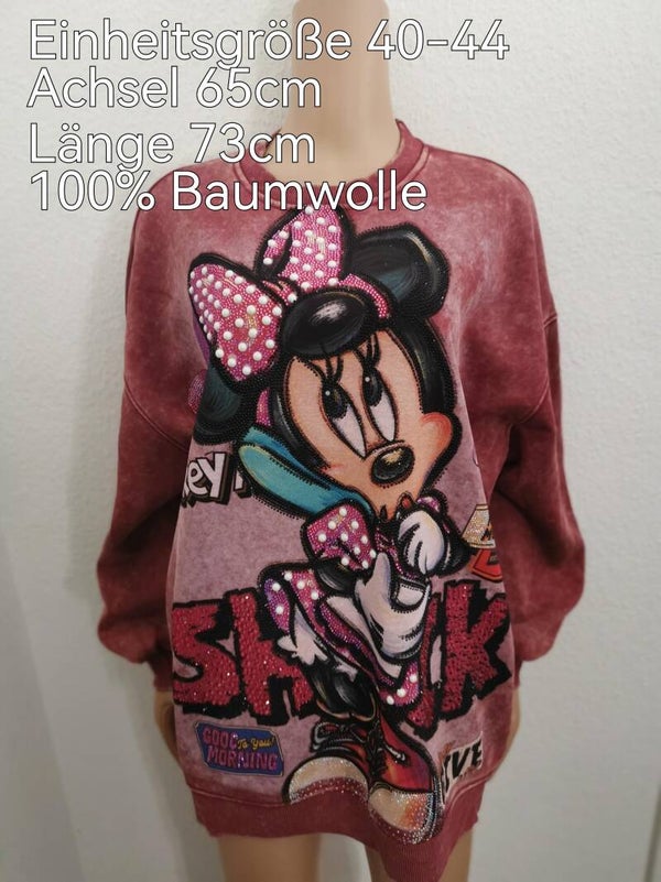 Minnie Mouse Glitzer Pullover Größe 40-44 Einheitsgröße