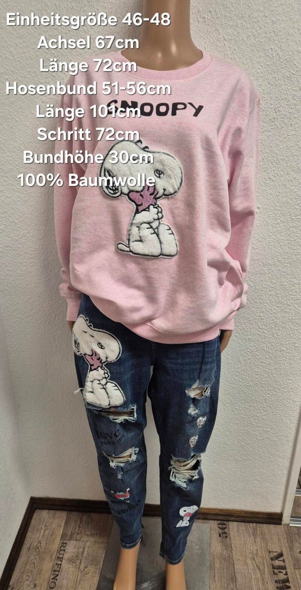 Snoopy Pullover mit Jeanshose Größe 46-48