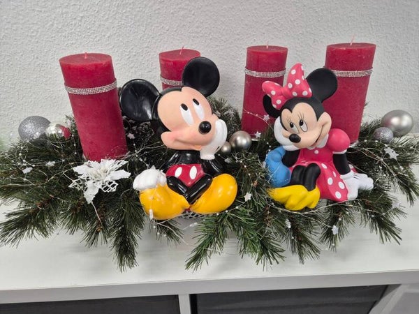 Mickey Mouse & Minnie Mouse Weihnachtsgesteck Adventskranz